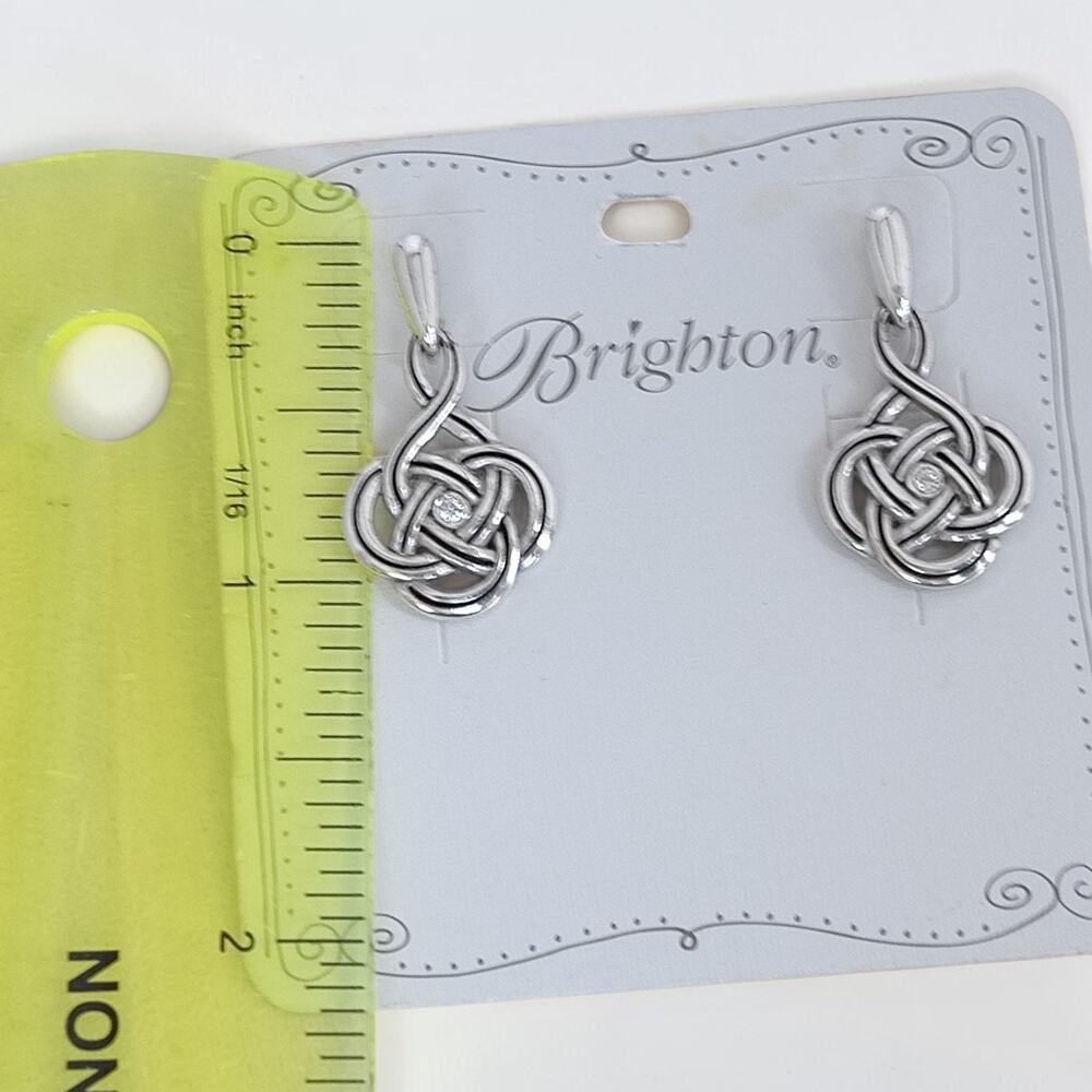 Brighton Interlok Petite Post Drop Earrings Celtic Knot Silver Plated NWT 3/4" - Picture 2 of 4